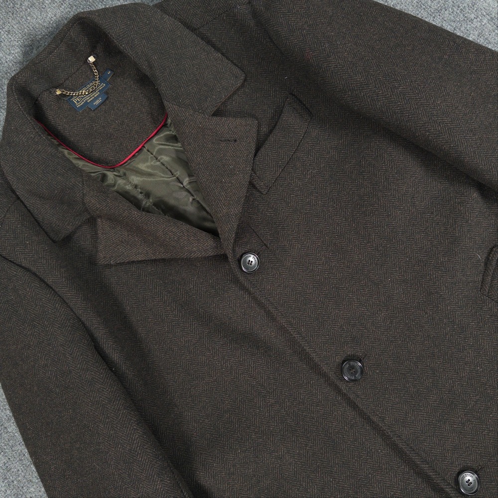 Pendleton Mens Brown Herringbone Wool Blend Car Coat Jacket Medium PM8397BR